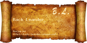 Back Leander névjegykártya